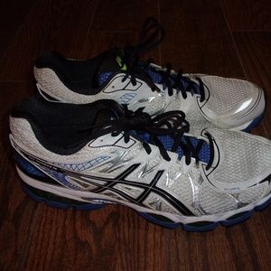 Mens Asics Gel-Nimbus 16 White/Blue Running Shoes